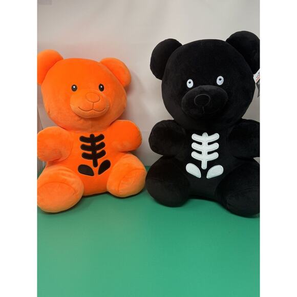 Halloween Skeleton Black & Orange Gummy Bear 16" Plush Way to Celebrate Set New - Picture 1 of 4